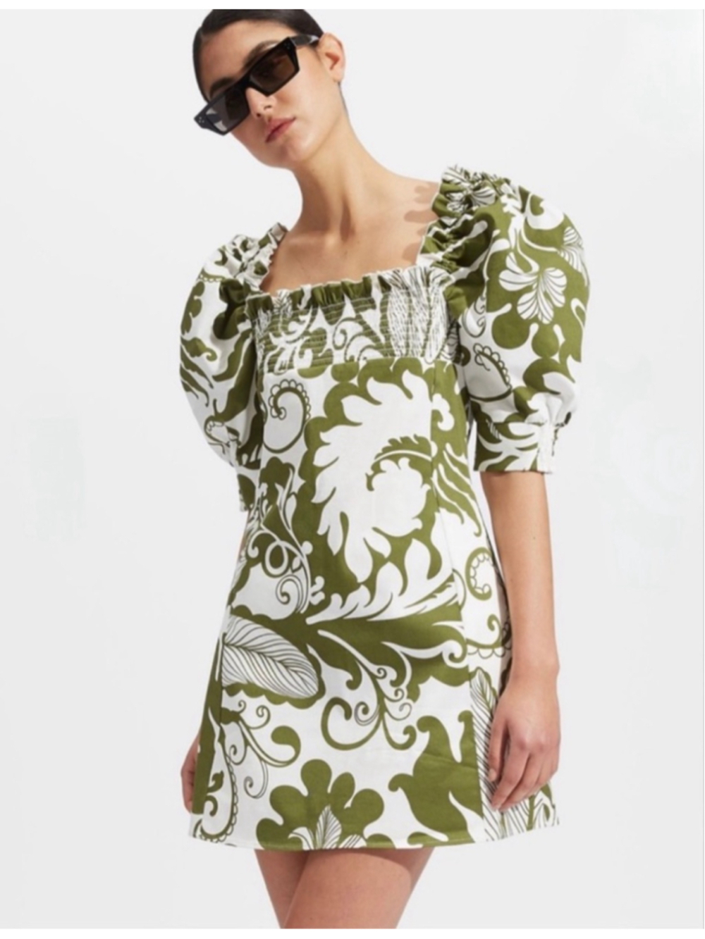 La Double J Marea Olive Print Mini Dress